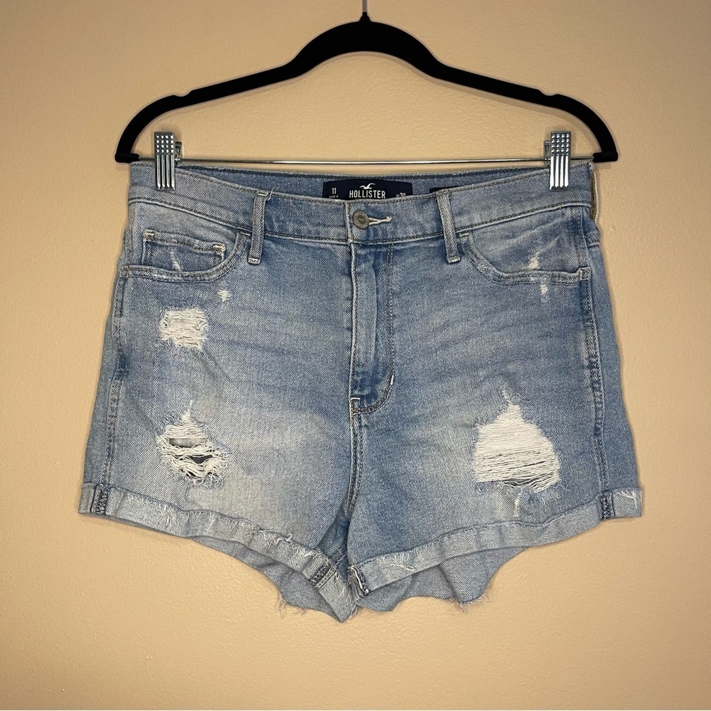 Hollister Blue Jean Shorts Distressed Style